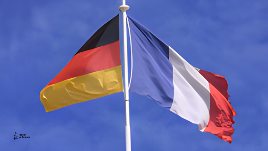The Frenh and German flag flying in opposite directions
