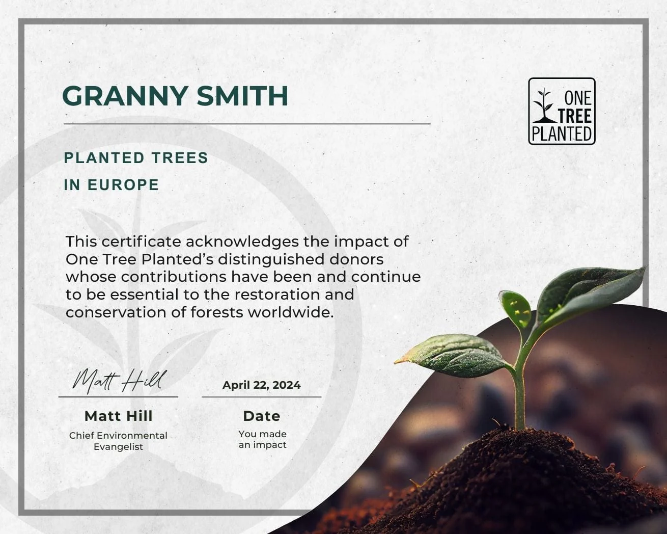 Fighting deforestation: Tree Cerficate